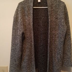 Black, gray and white cardigan
